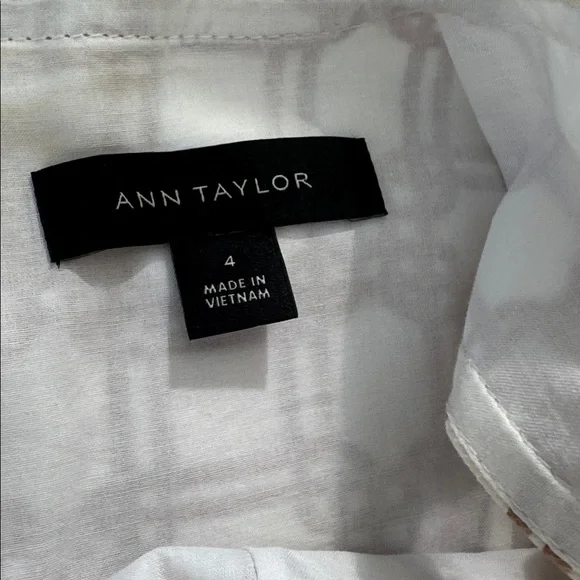 Ann Taylor Cream and Tan Geometric Midi Dress with Belt - Picture 5 of 5